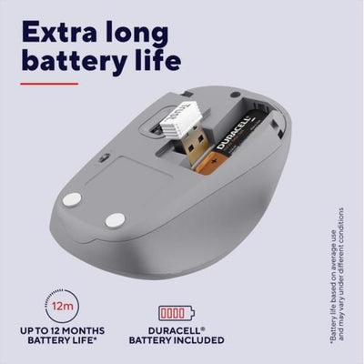 MOUSE WIRELESS SILENZIOSO - 1600DPI - PLASTICA RICICLATA 83% - DURATA BATTERIA 12 MESI - TRUST YVI+ - BIANCO [25513]