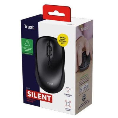 MOUSE WIRELESS SILENZIOSO - 1600DPI - PLASTICA RICICLATA 82% - DURATA BATTERIA 12 MESI - TRUST YVI+ - NERO GLOSS [25512]