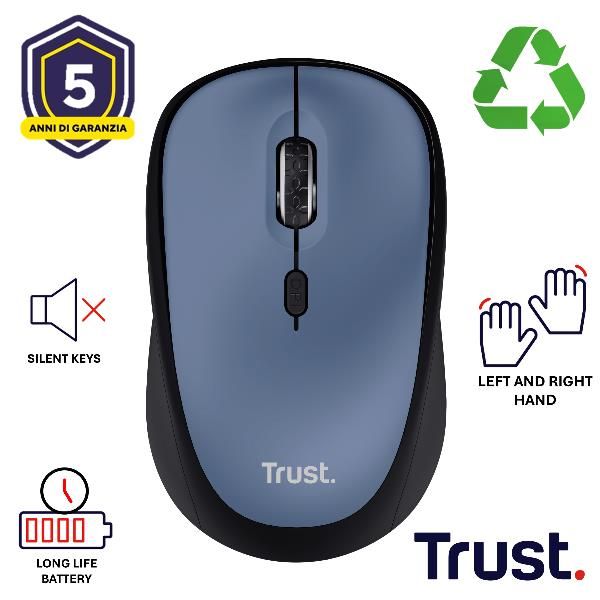 Trust Yvi+ mouse Casa Ambidestro RF Wireless Ottico 1600 DPI [25514]