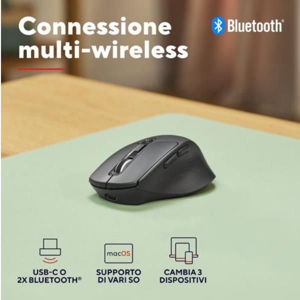 MOUSE WIRELESS RICARICABILE MULTICONNECT WL 2,4GHZ + 2x BT SILENT - 3200DPI - TRUST NIVEN - NERO [26021]