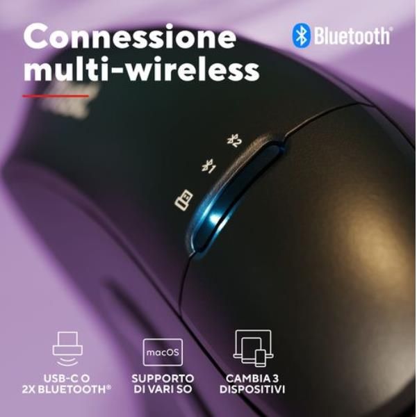 MOUSE ERGONOMICO VERTICALE HYPERSCROLL WIRELESS RICARICABILE MULTICONNECT 2x BT + WL 2,4GHZ (USB A + USB C) - PLASTICA RICICLATA 85% - 4800DPI - TRUST VYRAN - NERO [26107]