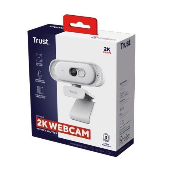 WEBCAM 2K QHD 2560X1440p - FILTRO PRIVACY - TRUST TOMAR - BIANCO [26180]