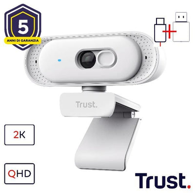 WEBCAM 2K QHD 2560X1440p - FILTRO PRIVACY - TRUST TOMAR - BIANCO [26180]
