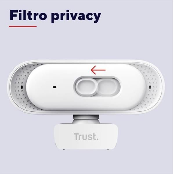 WEBCAM 2K QHD 2560X1440p - FILTRO PRIVACY - TRUST TOMAR - BIANCO [26180]