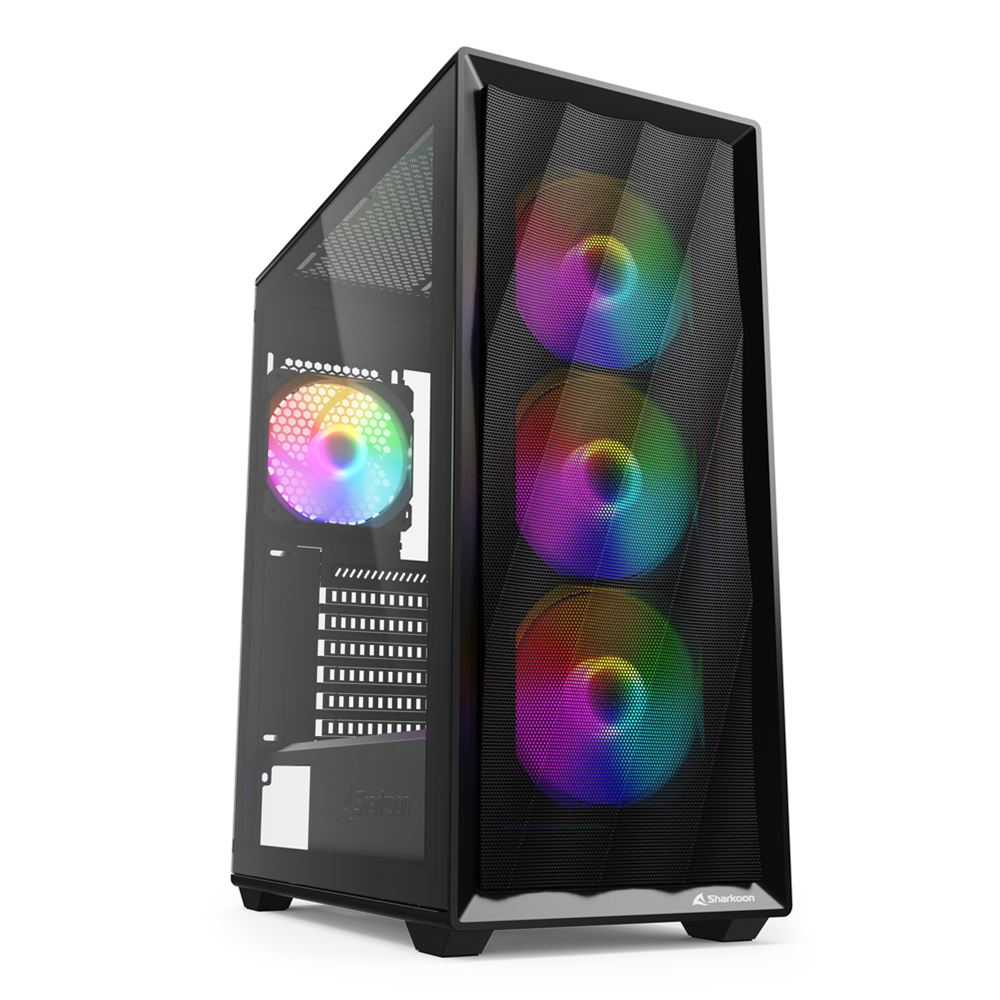 SHARKOON CASE 2X U3, VETRO TEMPERATO, 4X 120 RAINBOW LED FAN [VK RAINBOW BLACK]
