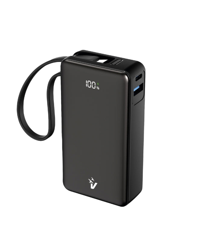 VULTECH POWERBANK CON SCHERMO LCD 10000 MAH USB E TYPE C QUICKCHARGE 35W PPS NERO, CAVO INTEGRATO [VPB-LP10BK]
