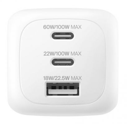 BOOSTCHARGE 100W 2C1A WALL CHARGER WITH PLUG [WCH016HQWH]