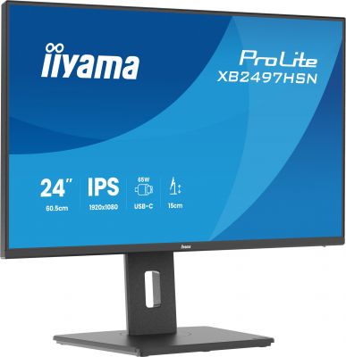 Iiyama ProLite 24 inch - Full HD IPS LED Monitor - 1920x1080 - USB-C Dock - HAS / Pivot [XB2497HSN-B1]