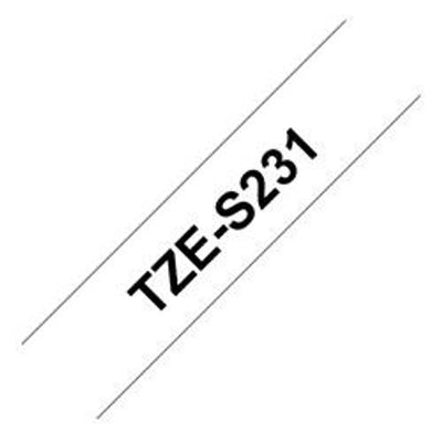BROTHER NASTRO LAMINATO DA 12MM (8M) NERO SU BIANCO [TZES231]