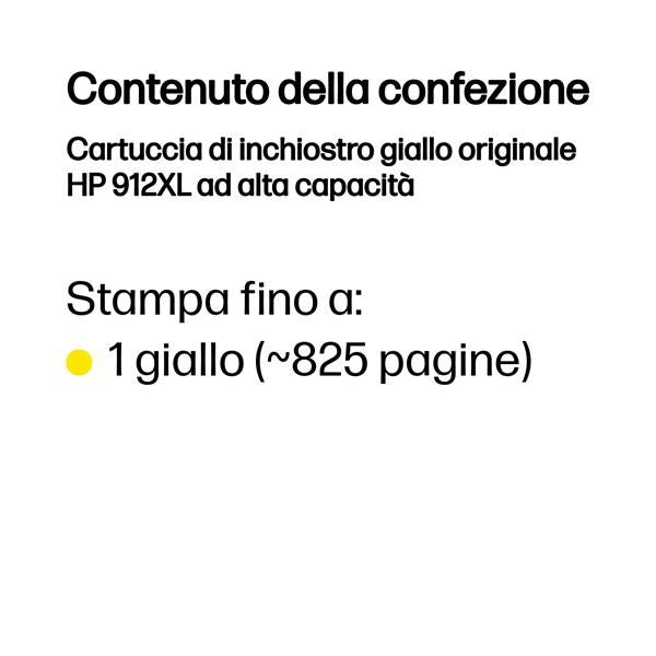Cartuccia di inchiostro giallo originale HP 912XL ad alta capacità [3YL83AE#LS1]