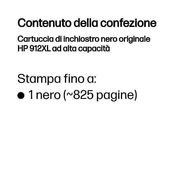 Cartuccia di inchiostro nero originale HP 912XL ad alta capacità [3YL84AE#LS1]