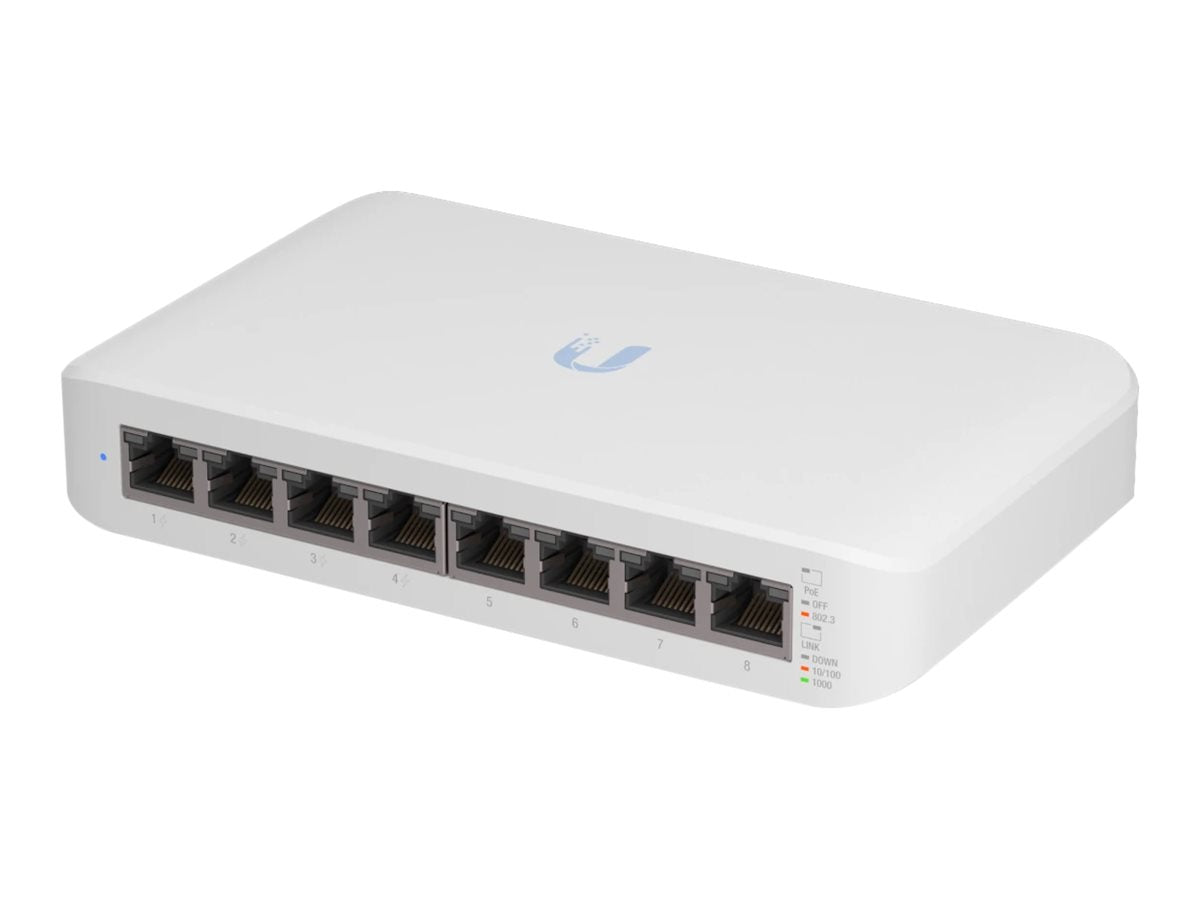 Ubiquiti - USW-Lite-8-POE-EU - UniFi 8 Port Layer 2 switch with 4 GbE PoE+ ports, 4 GbE ports, 52W total PoE availability [USW-Lite-8-POE-EU]