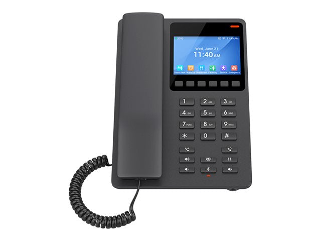 Grandstream GHP631 - Compact Hotel IP Phone, 2 SIP accounts, 2 lines, 1x Ethernet 10/100 PoE, 480x320 (3.5") Color LCD, no PSU, Black [GHP631]