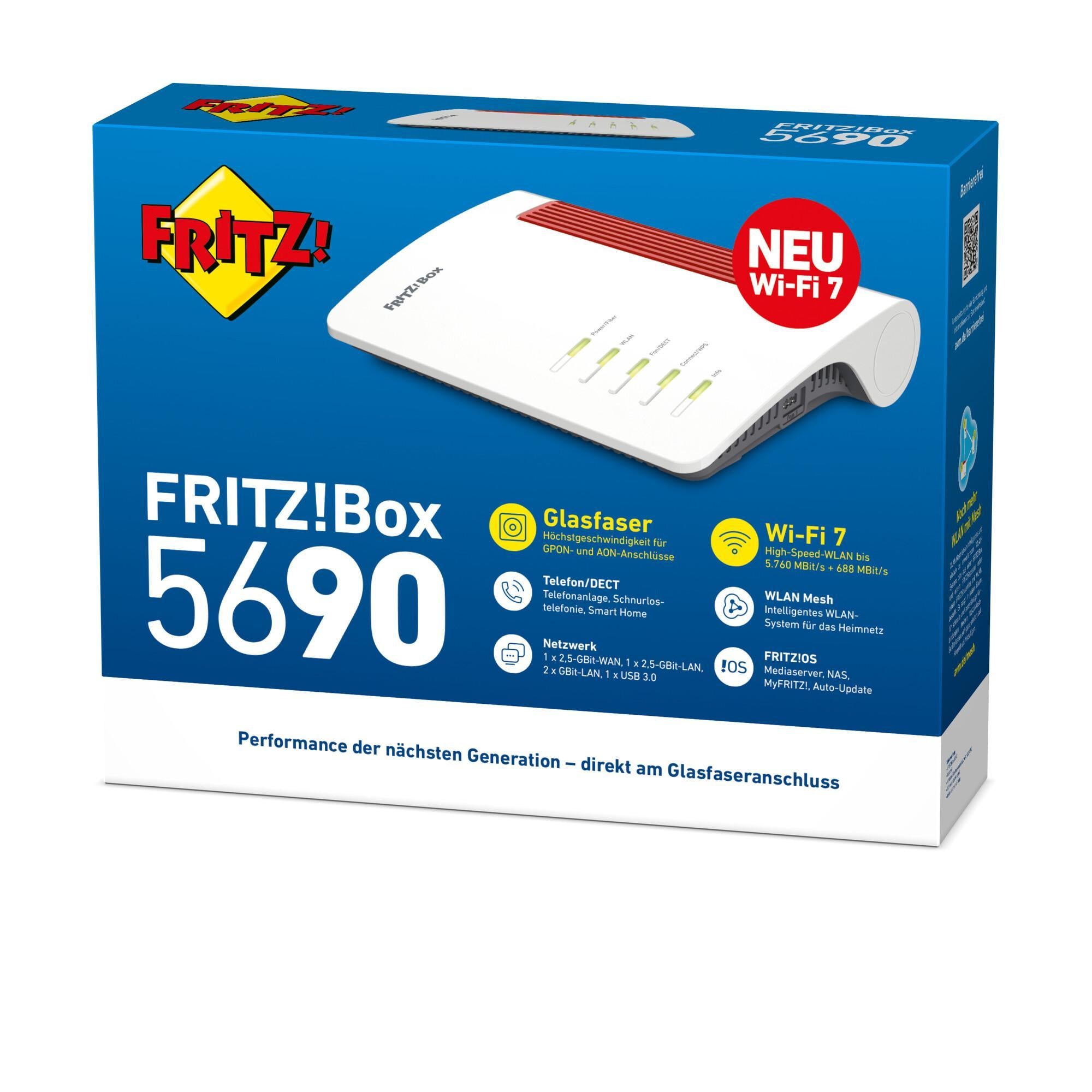 AVM FRITZ!Box 5690 int. (AON/GPON integrated)  Modem router WiFi 7, 2.5Gbit LAN/WLAN e DECT [20003146]