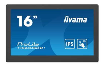 iiyama T1624MSC-B1 visualizzatore di messaggi Pannello piatto interattivo 39,6 cm (15.6") LCD 450 cd/m Full HD Nero Touch screen 24/7 [T1624MSC-B1]