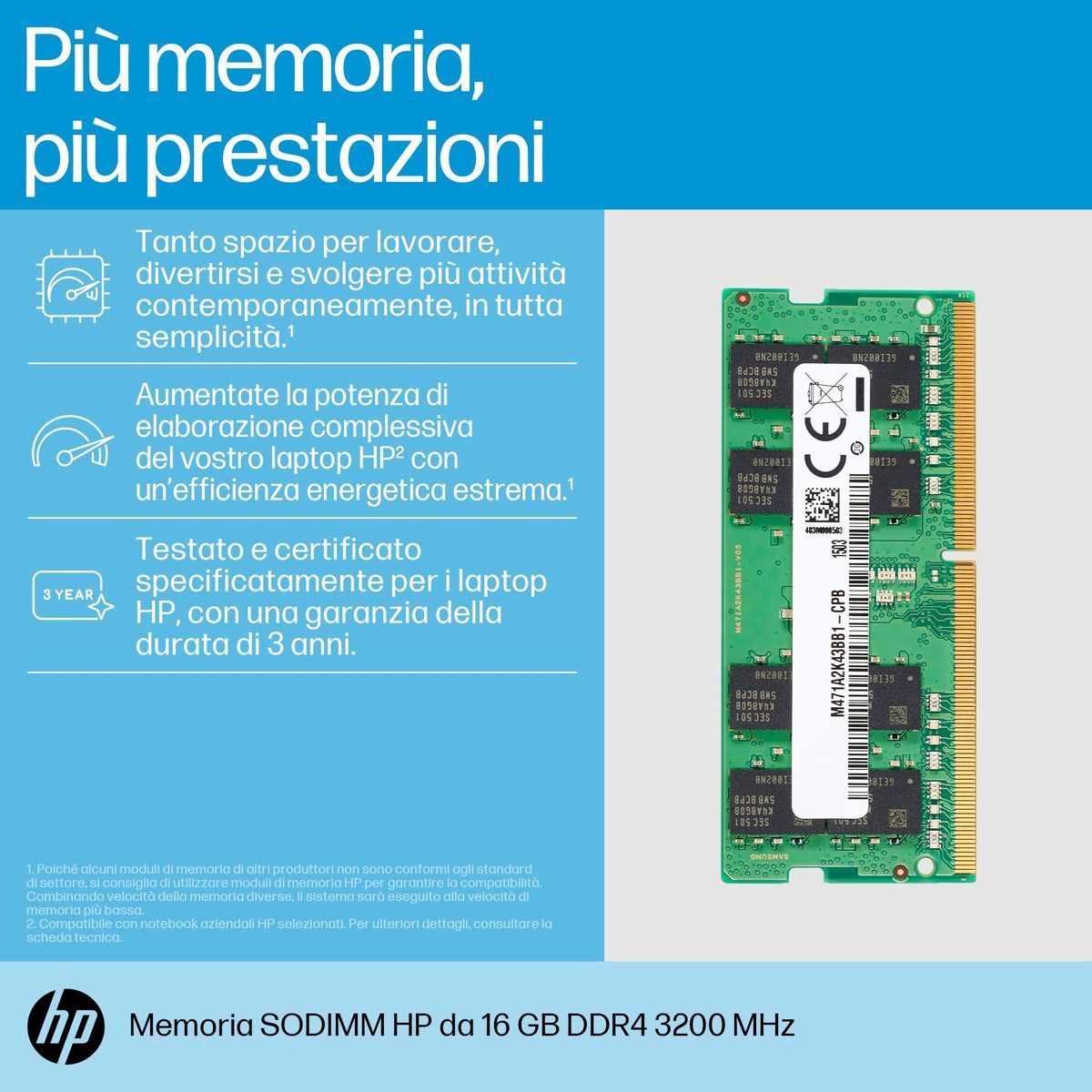 HP 16GB DDR4 3200 SODIMM Memory memoria 3200 MHz [8C4X9AA]