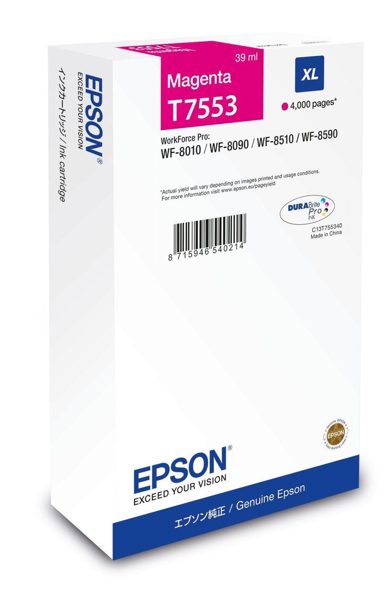 Epson C13T75534N cartuccia d'inchiostro 1 pz Originale Resa elevata (XL) Magenta [C13T75534N]