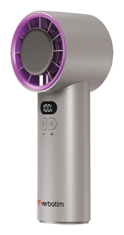 VERBATIM COOLNGO ICETOUCH HANDHELD FAN GREY/PURPLE [32342]