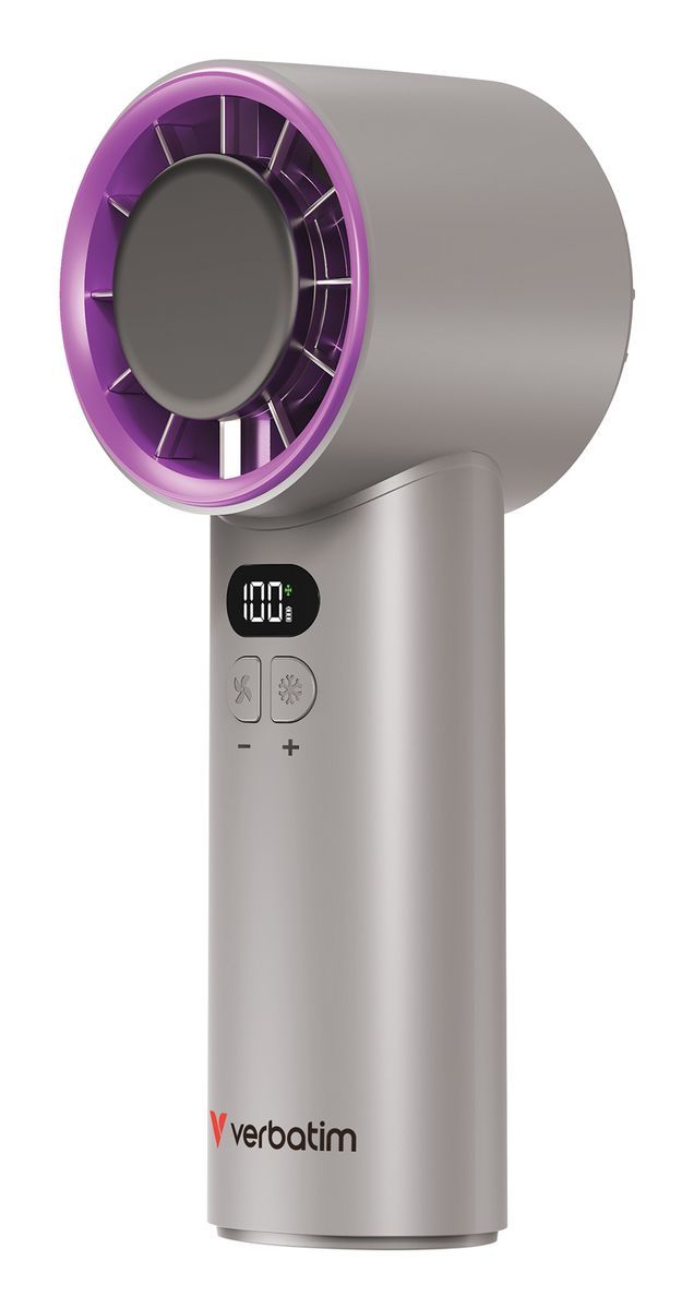 VERBATIM COOLNGO ICETOUCH HANDHELD FAN GREY/PURPLE [32342]