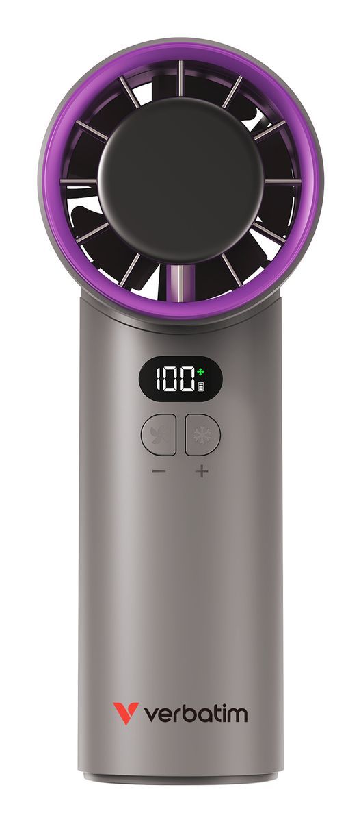 VERBATIM COOLNGO ICETOUCH HANDHELD FAN GREY/PURPLE [32342]