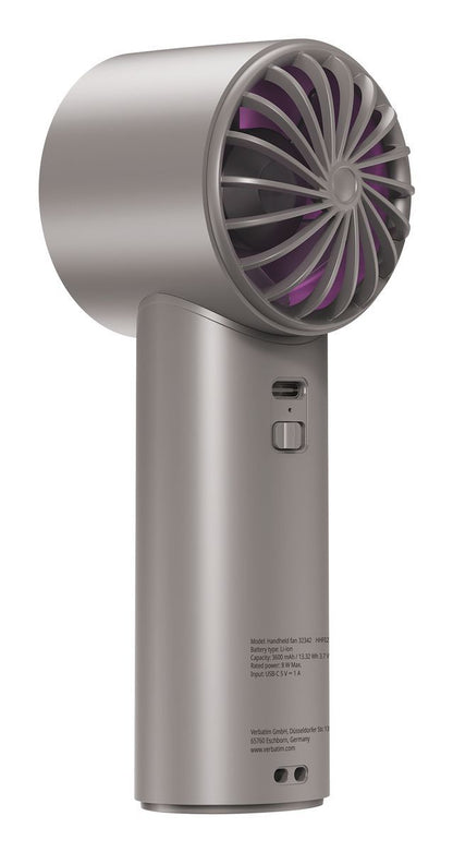 VERBATIM COOLNGO ICETOUCH HANDHELD FAN GREY/PURPLE [32342]