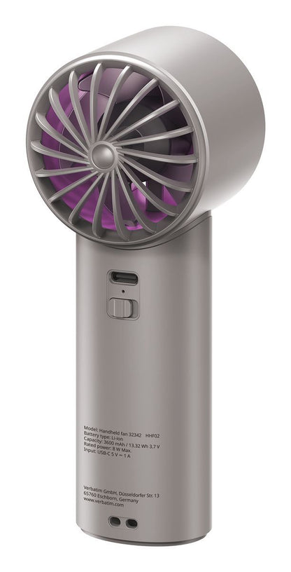 VERBATIM COOLNGO ICETOUCH HANDHELD FAN GREY/PURPLE [32342]