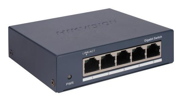 HIKVISION SWITCH 5 PORT GIGABIT UNMANAGED SWITCH 5 GIGABIT RJ45 PORTS, DESKTOP STEEL CASE UNMANAGED [DS-3E0505-O]