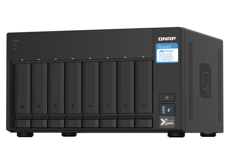 QNAP TS-832PX NAS Tower Collegamento ethernet LAN Alluminio, Nero AL324 [TS-832PX-4G]