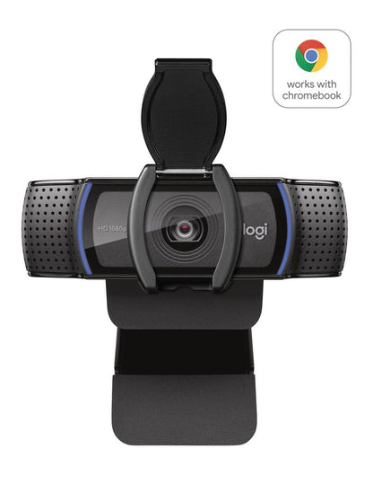 Logitech C920S HD Pro Webcam, Videochiamata Full HD 1080p/30fps, Audio Stereo Chiaro, Correzione Luce HD, Privacy Shutter, Per Skype, Zoom, FaceTime, Hangouts, PC/Mac/Laptop/Tablet/XBox, Nero [960-001252]