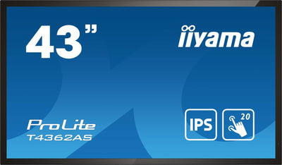 iiyama T4362AS-B1 visualizzatore di messaggi Pannello piatto interattivo 108 cm (42.5") IPS 500 cd/m 4K Ultra HD Nero Touch screen Processore integrato Android 8.0 24/7 [T4362AS-B1]