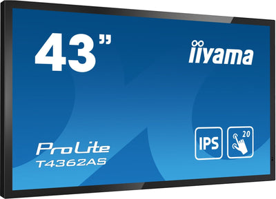 iiyama T4362AS-B1 visualizzatore di messaggi Pannello piatto interattivo 108 cm (42.5") IPS 500 cd/m 4K Ultra HD Nero Touch screen Processore integrato Android 8.0 24/7 [T4362AS-B1]