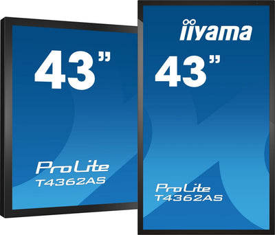 iiyama T4362AS-B1 visualizzatore di messaggi Pannello piatto interattivo 108 cm (42.5") IPS 500 cd/m 4K Ultra HD Nero Touch screen Processore integrato Android 8.0 24/7 [T4362AS-B1]