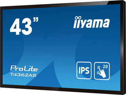 iiyama T4362AS-B1 visualizzatore di messaggi Pannello piatto interattivo 108 cm (42.5") IPS 500 cd/m 4K Ultra HD Nero Touch screen Processore integrato Android 8.0 24/7 [T4362AS-B1]