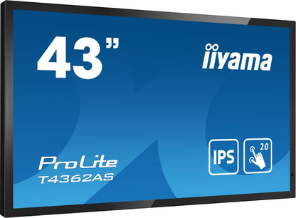 iiyama T4362AS-B1 visualizzatore di messaggi Pannello piatto interattivo 108 cm (42.5") IPS 500 cd/m 4K Ultra HD Nero Touch screen Processore integrato Android 8.0 24/7 [T4362AS-B1]