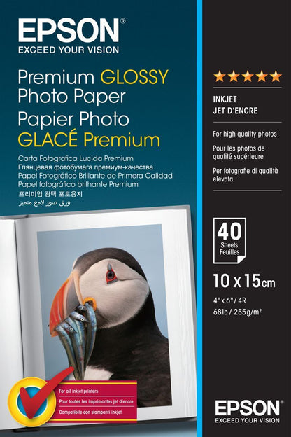 Epson Premium Glossy Photo Paper - 10x15cm - 40 Fogli [C13S042153]