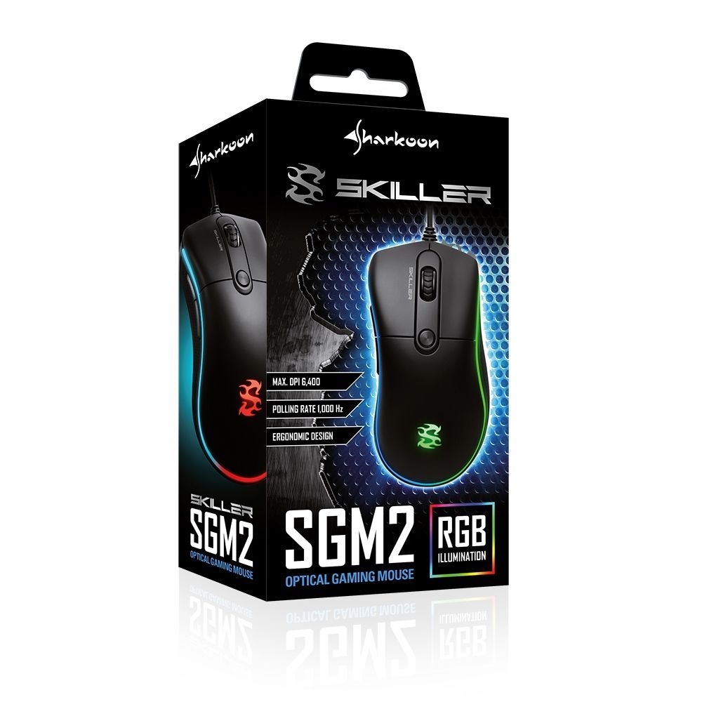 Sharkoon Skiller SGM2 mouse Mano destra USB tipo A Ottico 6400 DPI [SKILLERSGM2]
