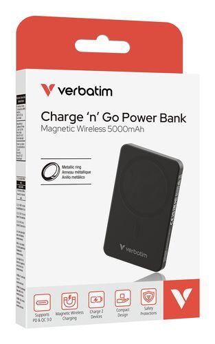 Verbatim Charge 'n' Go Essentials 5000 mAh Carica wireless Nero [32225]