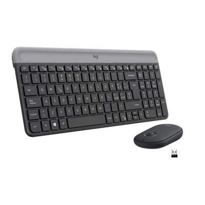 Logitech MK470 Kit Mouse e Tastiera Wireless per Windows, Ricevitore USB 2.4 GHz, Sottile, Compatto, Silenzioso, Batteria Lunga Durata, PC/Laptop, Layout Italiano QWERTY, Grigio [920-009196]