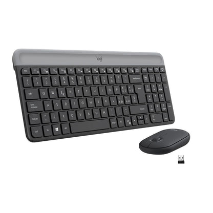 Logitech MK470 Kit Mouse e Tastiera Wireless per Windows, Ricevitore USB 2.4 GHz, Sottile, Compatto, Silenzioso, Batteria Lunga Durata, PC/Laptop, Layout Italiano QWERTY, Grigio [920-009196]