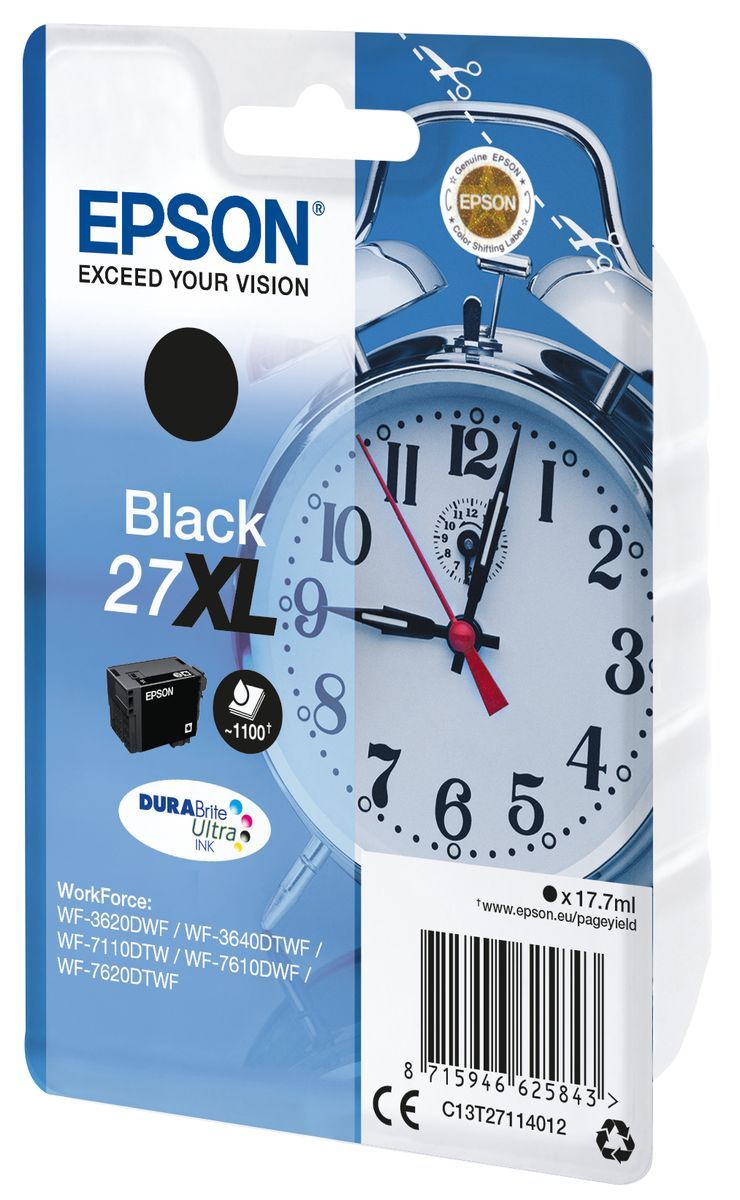 Epson Alarm clock Singlepack Black 27XL DURABrite Ultra Ink [C13T27114012]