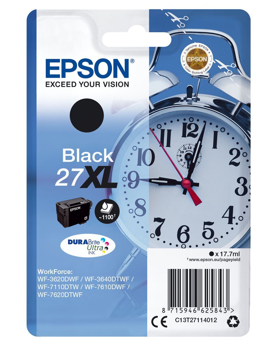 Epson Alarm clock Singlepack Black 27XL DURABrite Ultra Ink [C13T27114012]