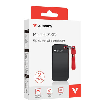 Verbatim Pocket SSD 2 TB USB tipo-C 3.2 Gen 2 (3.1 Gen 2) Nero, Rosso [32196]