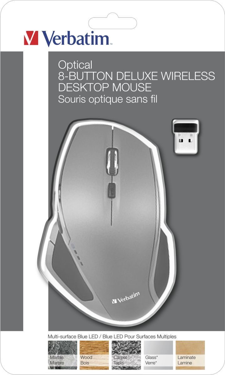 Verbatim Mouse a 8 pulsanti wireless con LED blu [49041]