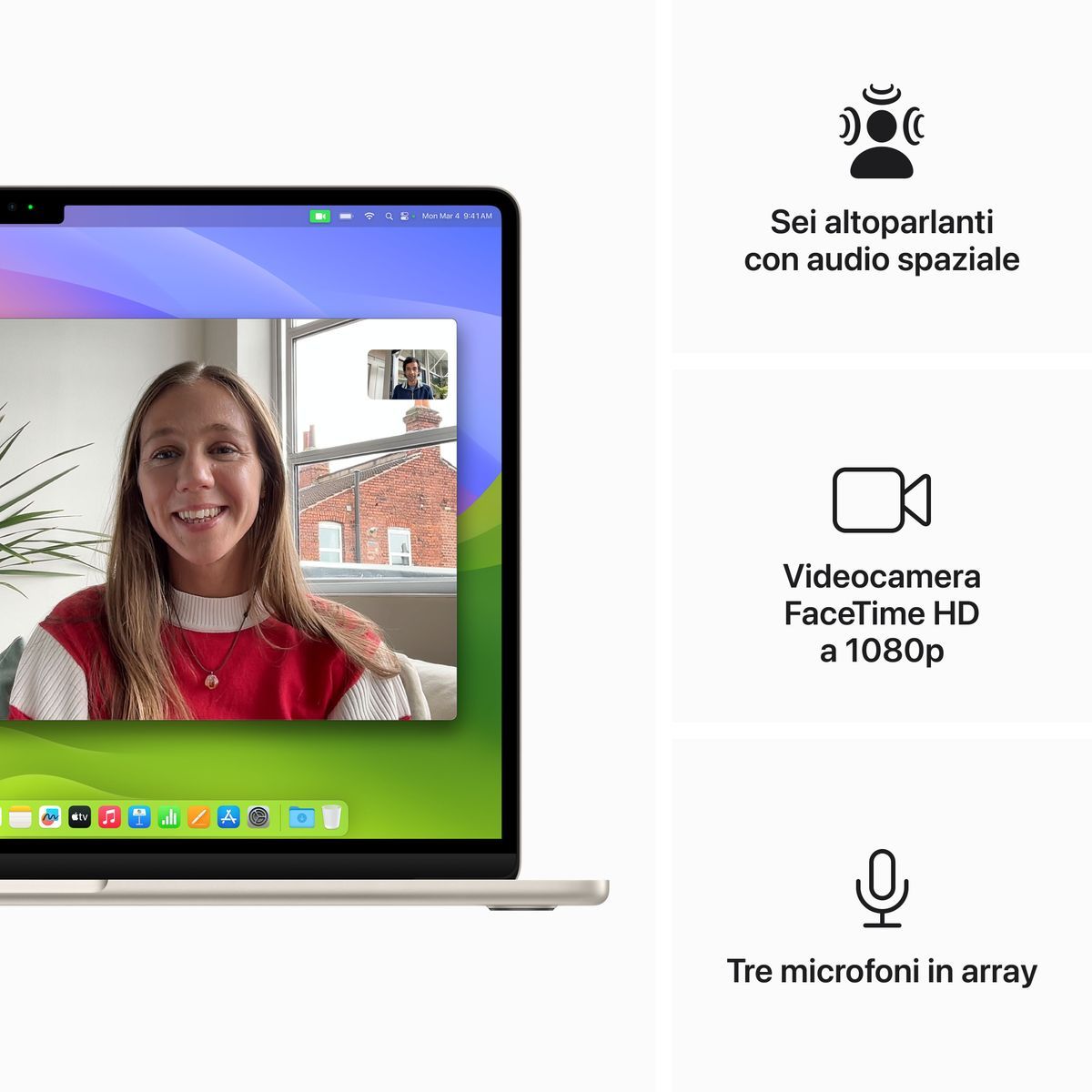 Apple MacBook Air 15": Chip M3 con CPU 8-core e GPU 10-core, 256GB SSD - Galassia [MC9F4T/A]