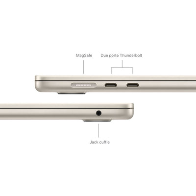 Apple MacBook Air 15": Chip M3 con CPU 8-core e GPU 10-core, 256GB SSD - Galassia [MC9F4T/A]
