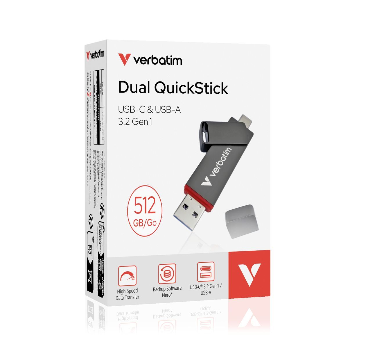 Verbatim Dual QuickStick unità flash USB 512 GB USB Type-A / USB Type-C 3.2 Gen 1 (3.1 Gen 1) Grigio [32042]