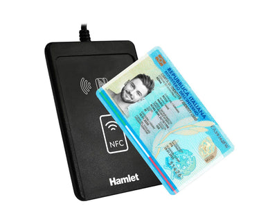 Lettore Contactless NFC per Carta Identità CIE 3.0, Tessera Sanitaria, CNS [HUSCR-CIEP]