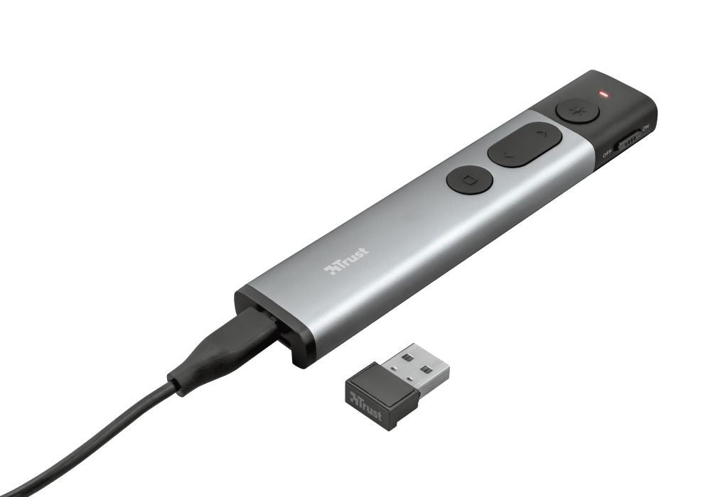 Trust Kazun puntatore wireless RF Alluminio, Nero [23333]