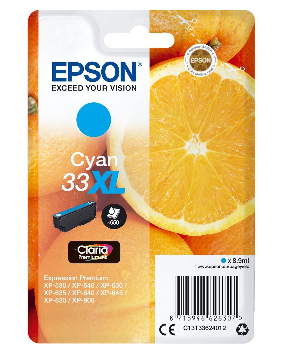Epson Oranges Cartuccia Ciano T33XL Claria Premium [C13T33624012]