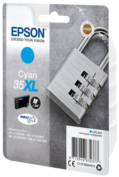Epson Padlock Singlepack Cyan 35XL DURABrite Ultra Ink [C13T35924010]